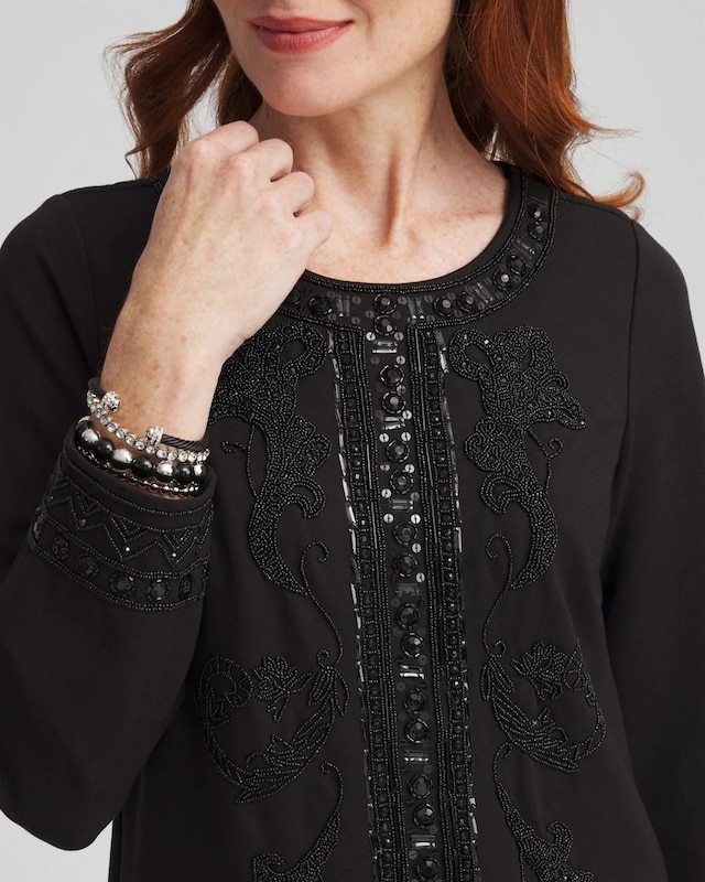 Embellished Ponte Sheath Dress - image 4